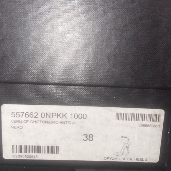 AUTHENTIC SAINT LAURENT YSL Black Sandal Heels with Gold YSL Symbol - Picture 5 of 6